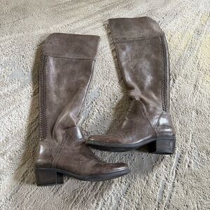 Vince Camuto Bendra tall Boots over the knee gray brown Distressed Leather 9.5